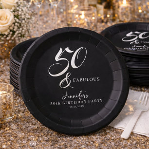 Assiettes En Carton Moderne Élégant Noir Blanc Cinquante Fantastique A