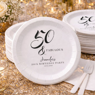 Assiettes En Carton Moderne Élégant Noir Blanc Cinquante Fantastique A