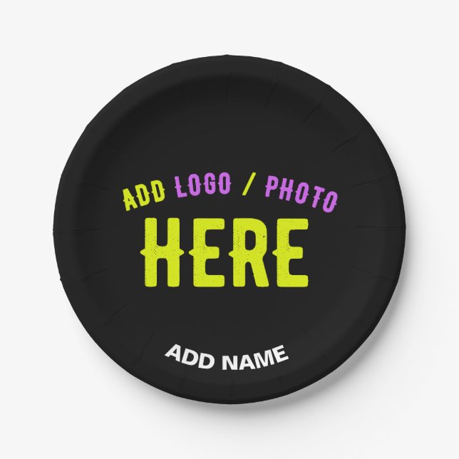 ASSIETTES EN CARTON MODERNE ET MODERNE PERSONNALISABLE NOIR VÉRIFIÉ (Devant)