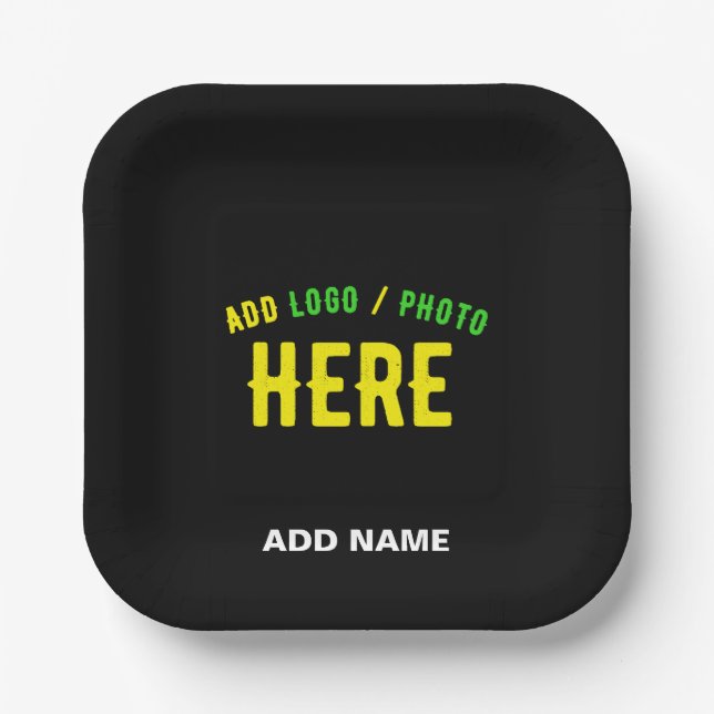 ASSIETTES EN CARTON MODERNE ET MODERNE PERSONNALISABLE NOIR VÉRIFIÉ (Recto)