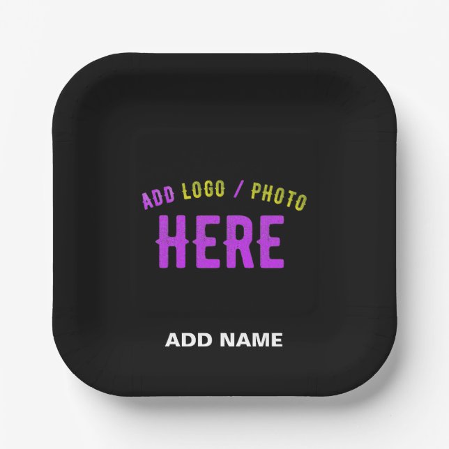 ASSIETTES EN CARTON MODERNE ET MODERNE PERSONNALISABLE NOIR VÉRIFIÉ (Recto)