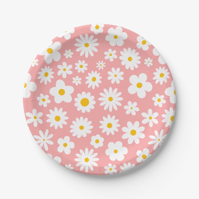 Assiettes En Carton Moderne Flat Graphic Daisy Rose (Devant)
