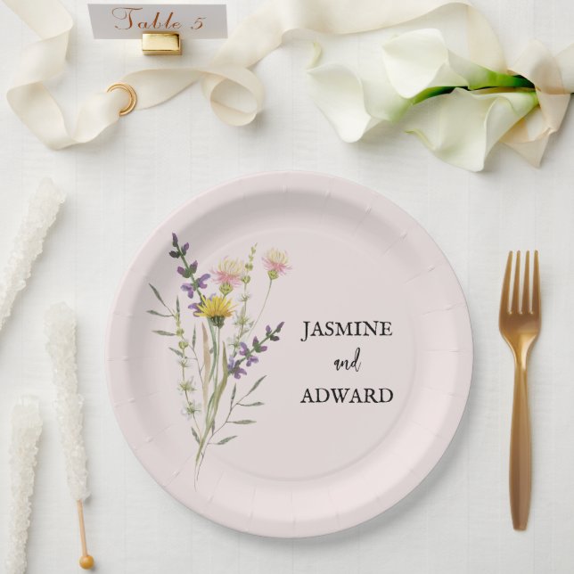 Assiettes En Carton Moderne Fleur sauvage  Mariage Floral (Mariage)
