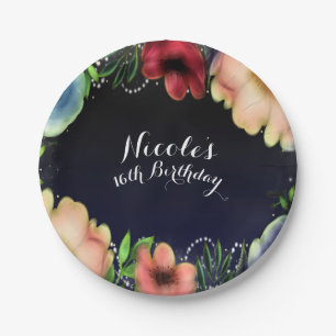 Assiettes En Carton Moderne Floral Glow Chic Soirée élégante