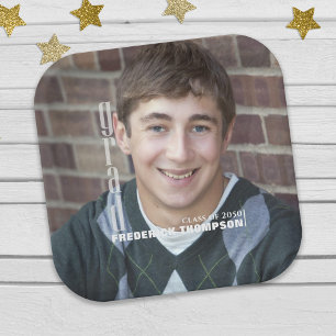 Assiettes En Carton Moderne Graduation Photo Minimaliste Élégant Grad