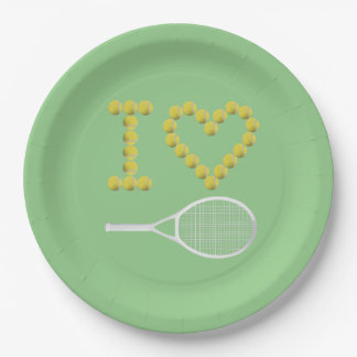 Assiettes En Carton Moderne I Love Tennis Green