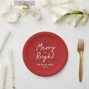 Assiettes En Carton Moderne Joyeux et Lumineux Flocons de Neige Noël