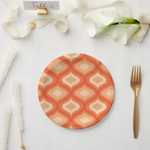 Assiettes En Carton Moderne milieu du siècle Ogee orange et beige 