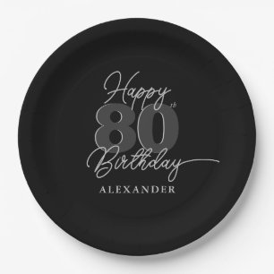 Assiettes En Carton Moderne Minimaliste Fête d'anniversaire 80 ans Noi