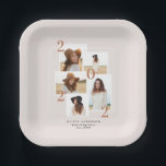 Assiettes En Carton Moderne multi photo graphique géométrique terre cu<br><div class="desc">Moderne multi-photo graphique géométrique en terre cuite typographie audacieuse graduation faire-part.</div>