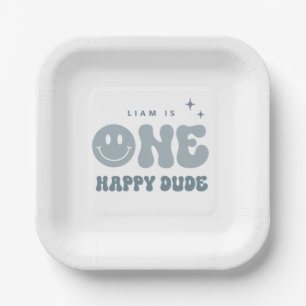 Assiettes En Carton Moderne ONE Happy Dude Plaques de fête d'anniversa