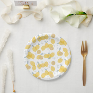 Assiettes En Carton Moderne Pastel Citrus Lemons Motif