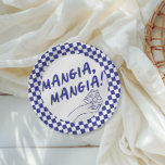 Assiettes En Carton Moderne Retro Bleu Italien Pizzeria Pizza Party<br><div class="desc">Mangia,  mangia ! Ce design est entièrement personnalisable et les couleurs peuvent être changées selon ce qui convient le mieux pour vous et votre thème. Dans cette version,  nous avons utilisé une audacieuse illustration d'art rétro bleu et fantaisiste en ligne.</div>