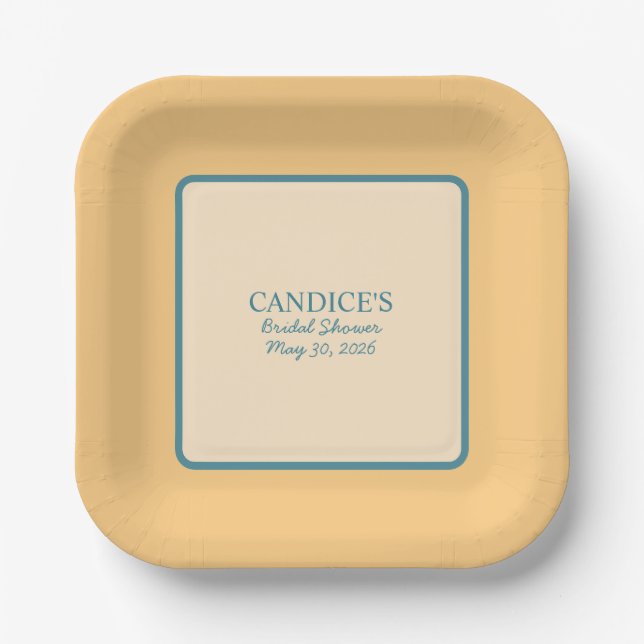 Assiettes En Carton Moderne Rétro Corail et Vert  (Recto)