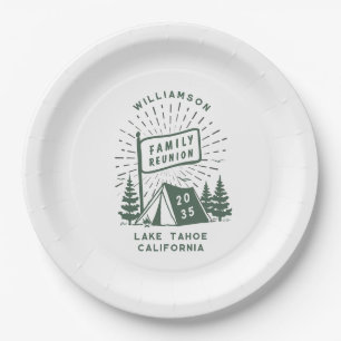 Assiettes En Carton Moderne Retro Famille Réunion Camping Arbres extér
