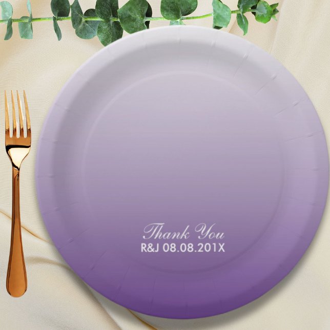 Assiettes En Carton moderne romantique été lilac ombre violet mariage (modern romantic summer lilac ombre purple wedding paper plates)