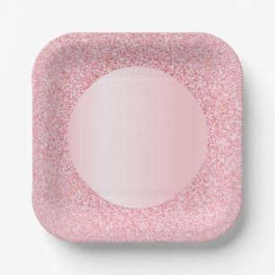 Assiettes En Carton Moderne Rose Gold Rose Clair Pailleté Tendance