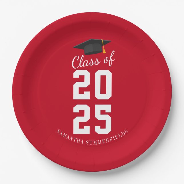 Assiettes En Carton Moderne Simple Graduation 2025 Grad Party (Devant)