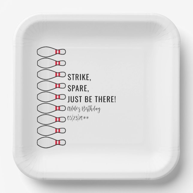Assiettes En Carton Moderne Simple N'Importe Quel Âge Bowling fête d'a (Recto)