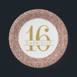 Assiettes En Carton Moderne Sweet 16 Anniversaire Rose Parties scintil<br><div class="desc">Plaque de fête d'anniversaire en or rose rose parkly, qui peut être customisée avec n'importe quel âge et le nom de la fille d'anniversaire, ou modifier le texte pour n'importe quelle célébration! Ces plaques en papier sont chic, modernes et élégantes pour la soirée d'anniversaire sophistiquée, le sweet sixteen, ou la...</div>