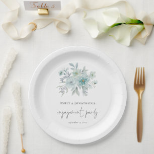 Assiettes En Carton Moderne Turquoise Blue Sea Mist Florals