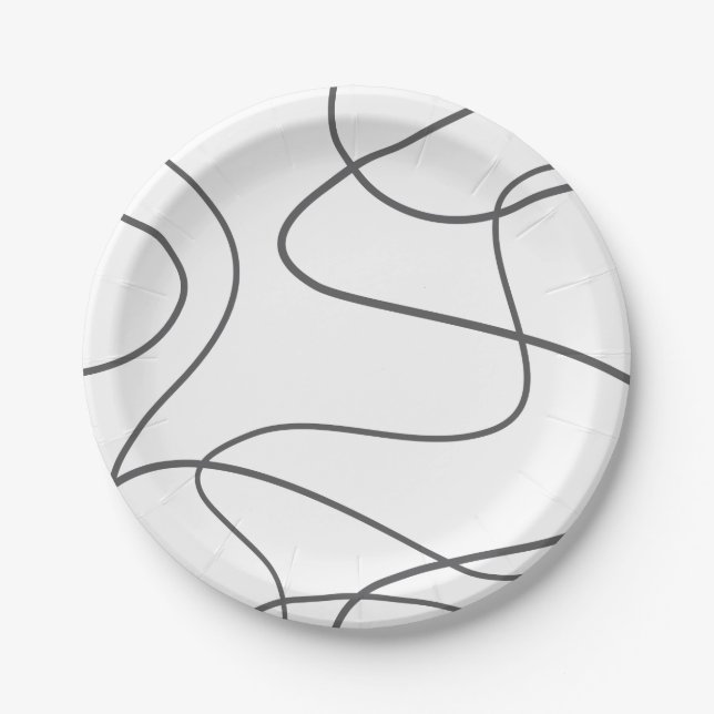 Assiettes En Carton Moderne, urbain, motif abstrait. Lignes courbes et (Devant)