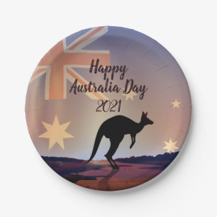 Assiettes En Carton Modifier le drapeau texte Kangaroo Australia Day 7