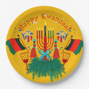 Assiettes En Carton Modifier le texte correspondant Kwanzaa Party 9"