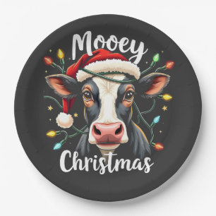 Assiettes En Carton Moey Noël Funny Xmas Vache Amateurs de bétail