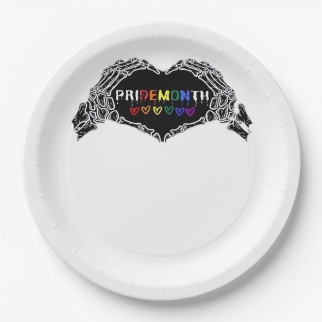 Assiettes En Carton Mois Skeleton Heart Hands LGBTQIA (Devant)