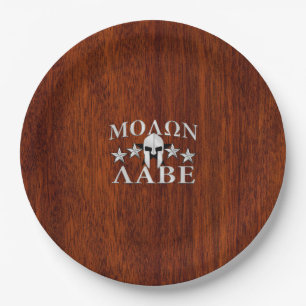 Assiettes En Carton Molon Labe Casque guerrier spartiate en acajou