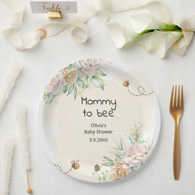 Assiettes En Carton Mommy to bebe bumble abeille plaque de papier baby (Mariage)