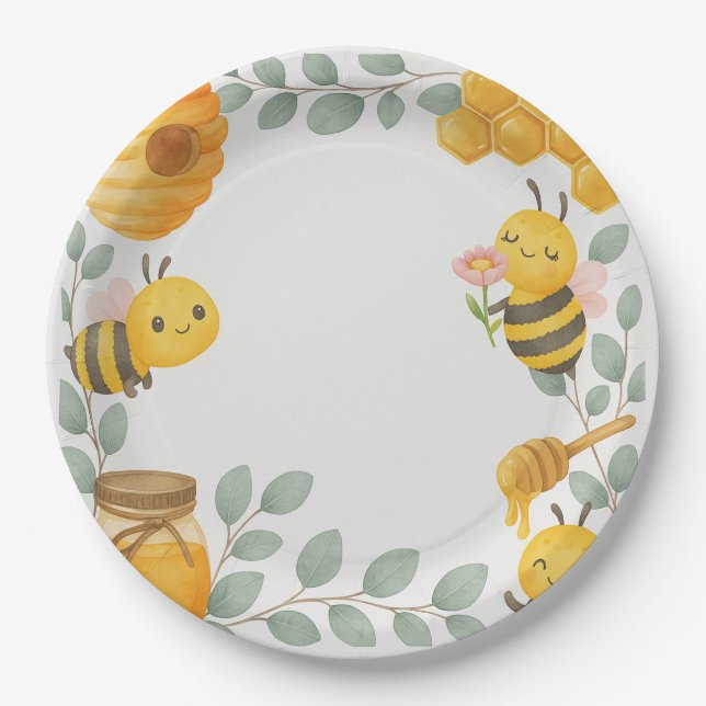 Assiettes En Carton Mommy to Bee Baby Shower Paper Plates (Devant)