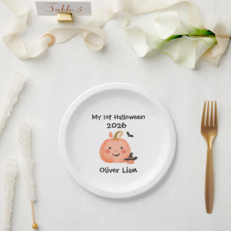 Assiettes En Carton Mon 1er Halloween 2026 Citrouille Souriante Sorciè