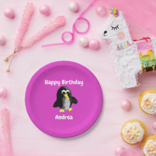 Assiettes En Carton Mon ami le pingouin, Personnalisé pour les enfants