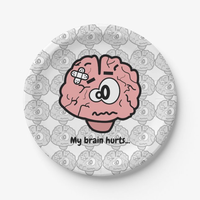 Assiettes En Carton Mon cerveau me fait mal (Devant)