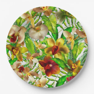 Assiettes En Carton Mon jardin exotique et tropical de fleurs d'orchid