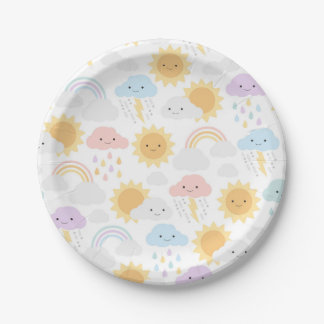 Assiettes En Carton Mon petit arc-en-ciel et plaques de fête des nuage