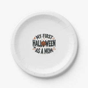 Assiettes En Carton Mon premier Halloween en tant que maman Vintage Ha