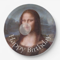 Mona Lisa qui souffle du chewing-gum Joyeux annive