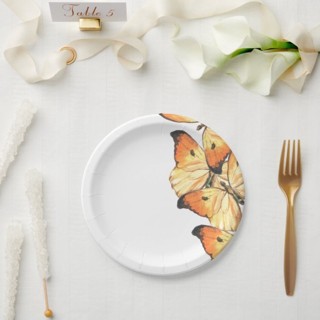 Assiettes En Carton Monarque Papillon Orange Douche nuptiale Invitatio (Mariage)