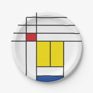 Assiettes En Carton Mondrian II Minimum De Stijl Modern Art Design