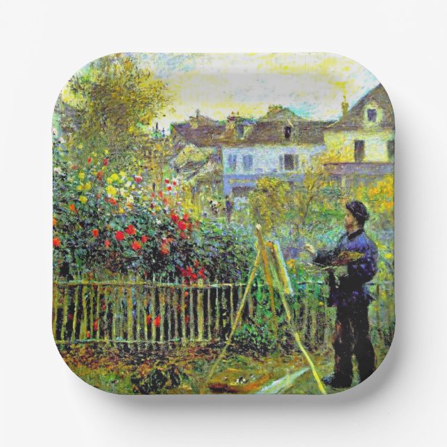 Assiettes En Carton Monet Peinture dans son jardin à Argenteuil (Recto)