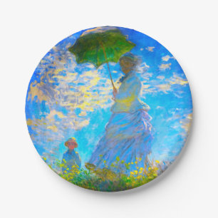 Assiettes En Carton Monet Woman avec un parasol