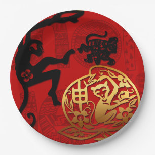 Assiettes En Carton Monkey chinois Année Zodiac Anniversaire Papier P