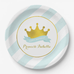 Assiettes En Carton Monnaie et Gold Princess Anniversaire