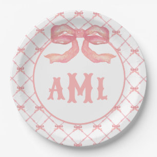 Assiettes En Carton Monogram Bamboo & Bow
