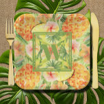 Assiettes En Carton Monogramme Ananas Fleurs verdure<br><div class="desc">Votre monogramme accentue les ananas aquarelles,  les fleurs tropicales et la verdure sur un arrière - plan vert pâle doux,  ces plaques de papier sont disponibles en plusieurs tailles et styles. CORRESPONDRE des articles dans notre magasin.</div>