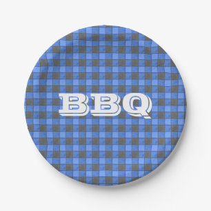 Assiettes En Carton Monogramme BBQ Bleu Vérifier la petite plaque de p