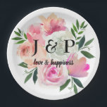 Assiettes En Carton Monogramme botanique floral rose et gris<br><div class="desc">Donnez à vos invités de jolies assiettes roses,  rousses et grises pour égayer ou habiller votre mariage ou fête de fête!</div>
